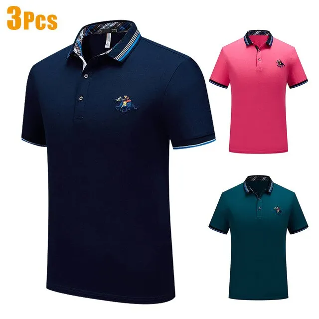 3Pcs/Lot Men 2020 Summer New Classic Business Casual Cotton Polo Shirts Men Fashion Embroidery Short Sleeve Tops Tees Polo Men