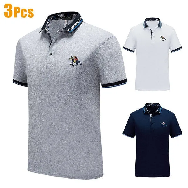 3Pcs/Lot Men 2020 Summer New Classic Business Casual Cotton Polo Shirts Men Fashion Embroidery Short Sleeve Tops Tees Polo Men