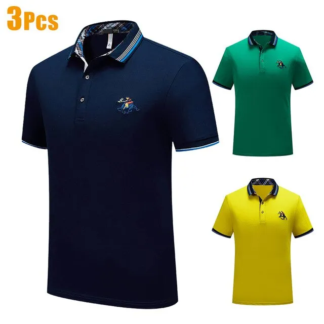 3Pcs/Lot Men 2020 Summer New Classic Business Casual Cotton Polo Shirts Men Fashion Embroidery Short Sleeve Tops Tees Polo Men