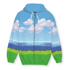 8-Bit Ocean Men's Zip-Up Hoodie