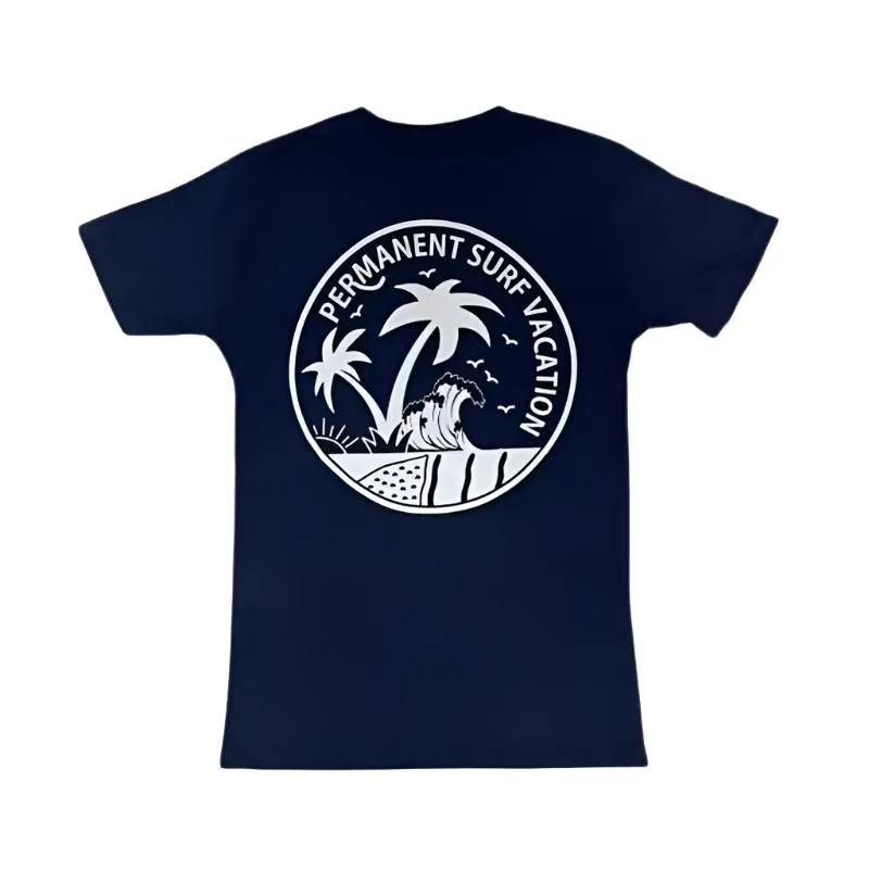 Aloha Days PERMANENT VACATION Hand Sewn Navy White Color