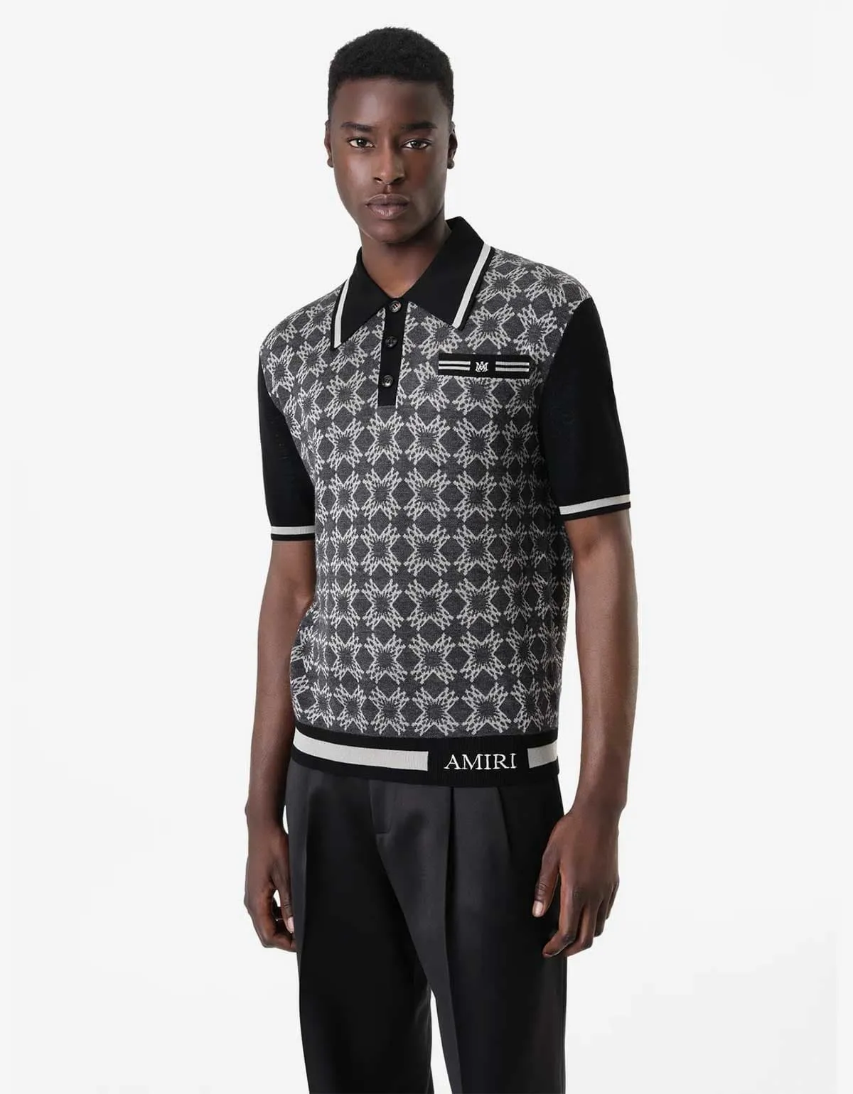 Amiri Dark Grey MA Quad Polo T-Shirt