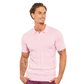 Argyle Solid Knit Polo - Pink