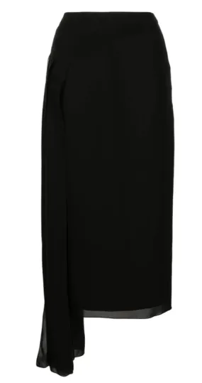 Asymmetric Silk Midi Skirt