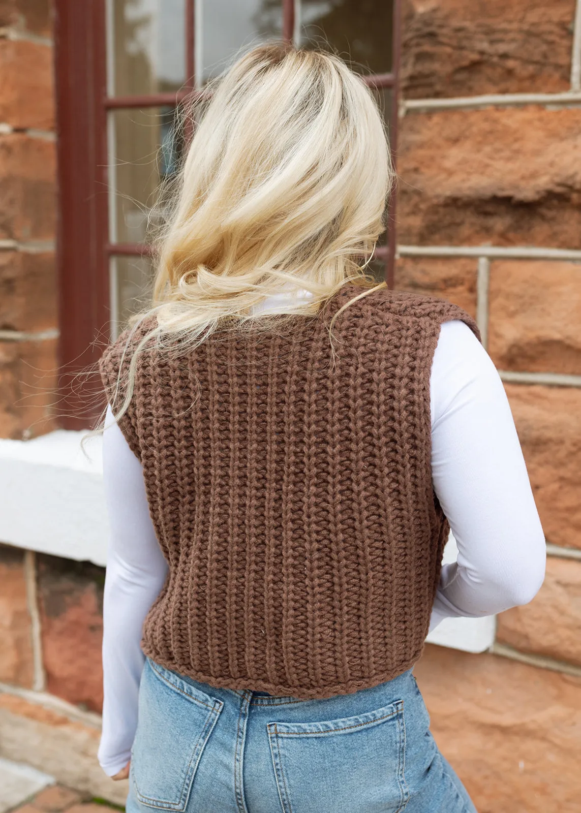 Audrey Knitted Sweater Vest - Coffee