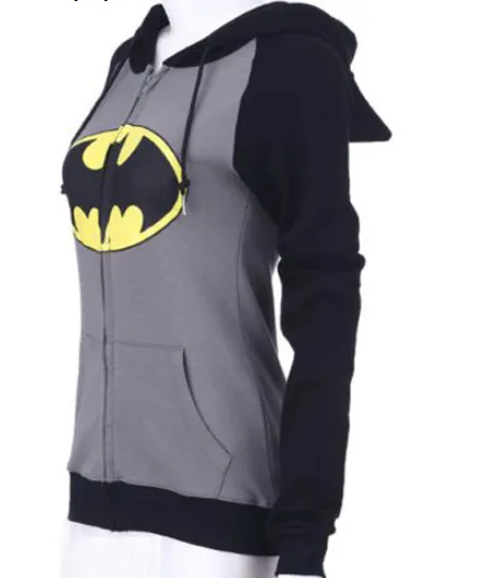 Batman Print Zip Up Women Hoodie