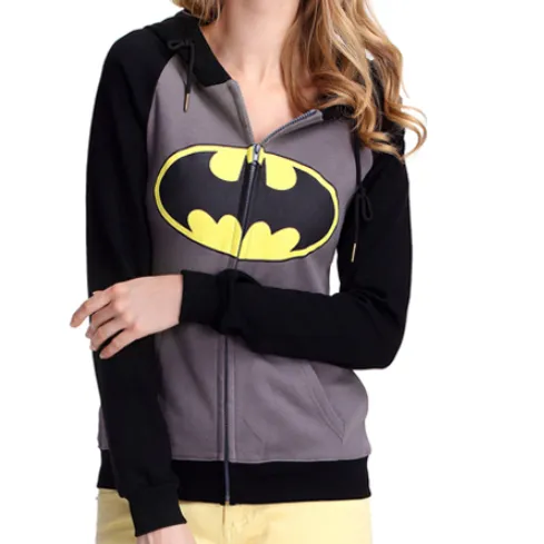 Batman Print Zip Up Women Hoodie