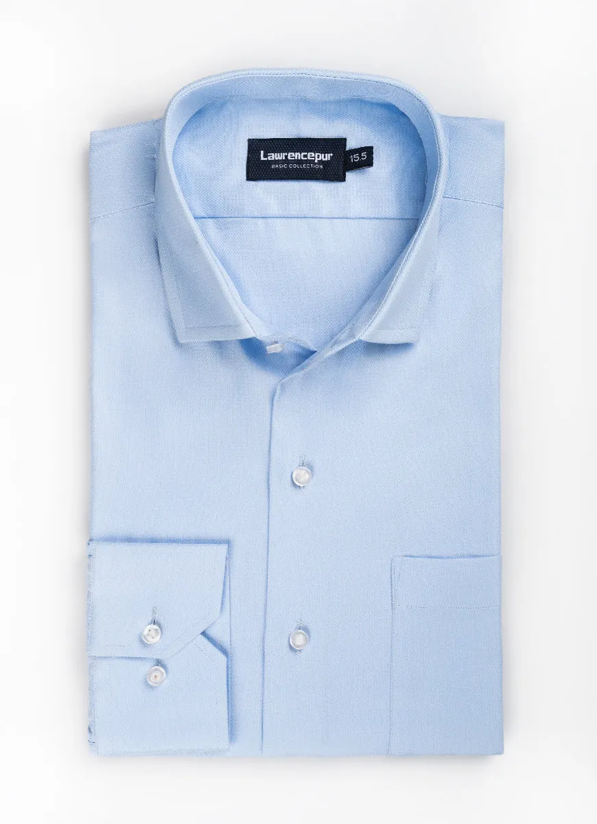 Bird's Eye Textured-Sky Blue, Delta Cotton Rich Formal Shirt