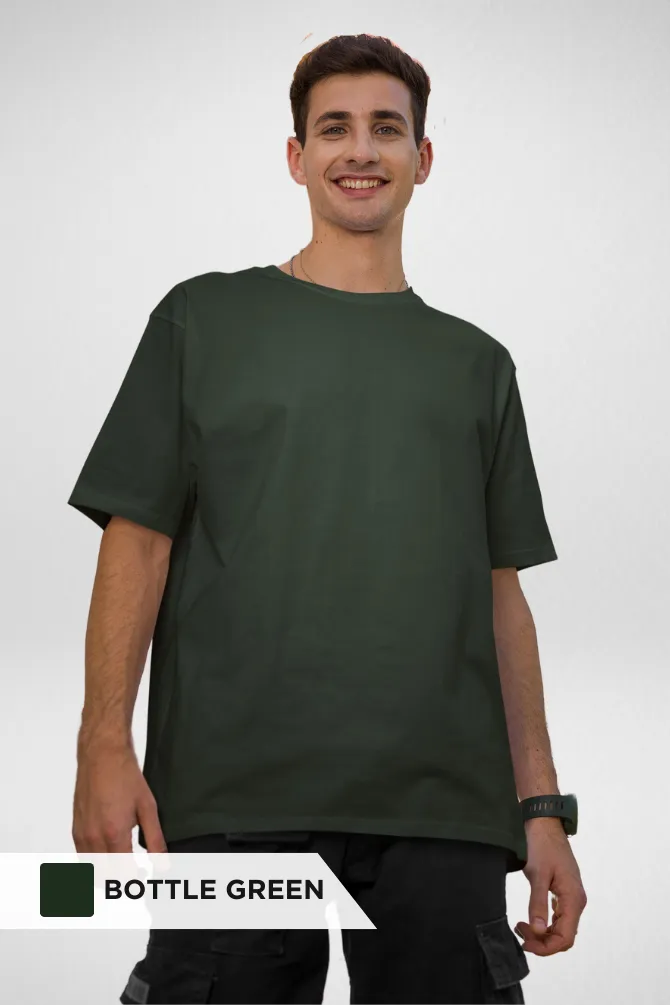 Black and Bottle green Oversized T-Shirts Combo for Men