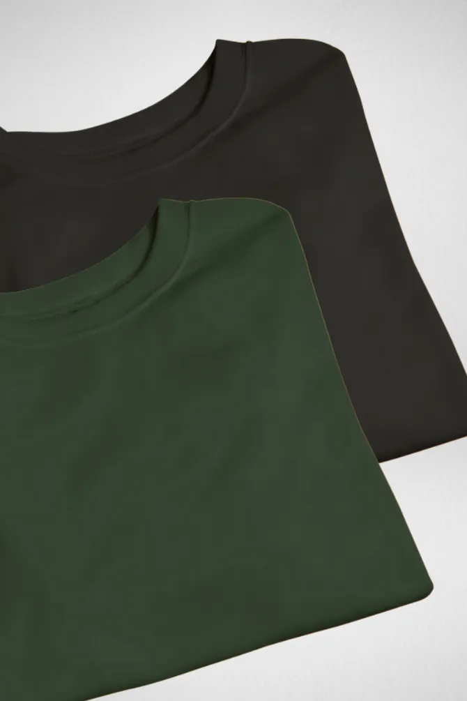 Black and Bottle green Oversized T-Shirts Combo for Men