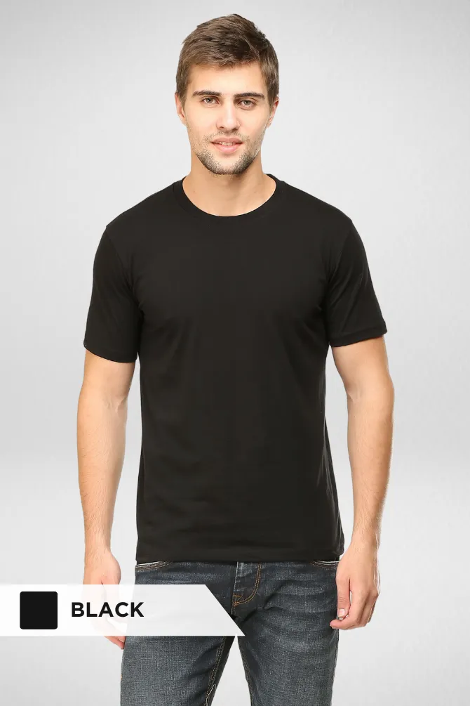 Black and Bottle Green Plain T-shirts Combo for Men