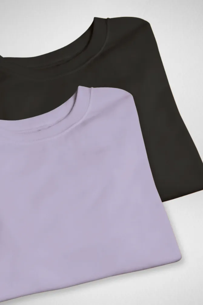 Black and Lavender Oversized T-Shirts Combo for Women