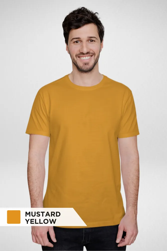 Black and Mustard Yellow Plain T-shirts Combo for Men