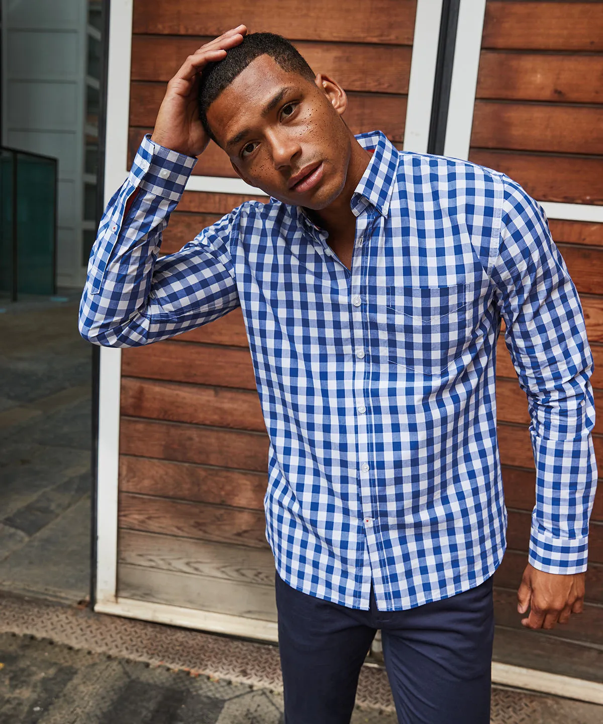 Blue Check - Checked cotton shirt