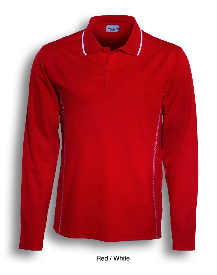 Bocini Stitch Feature Essential Mens Long Sleeve Polo-(CP0912)