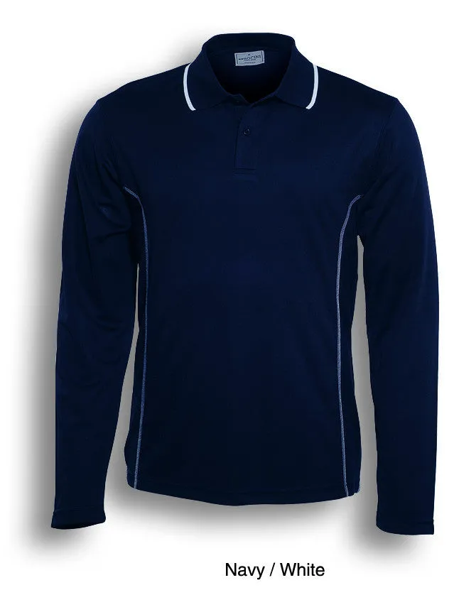 Bocini Stitch Feature Essential Mens Long Sleeve Polo-(CP0912)