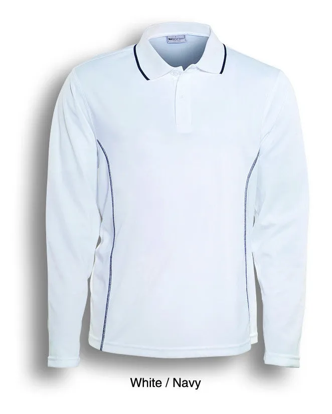 Bocini Stitch Feature Essential Mens Long Sleeve Polo-(CP0912)