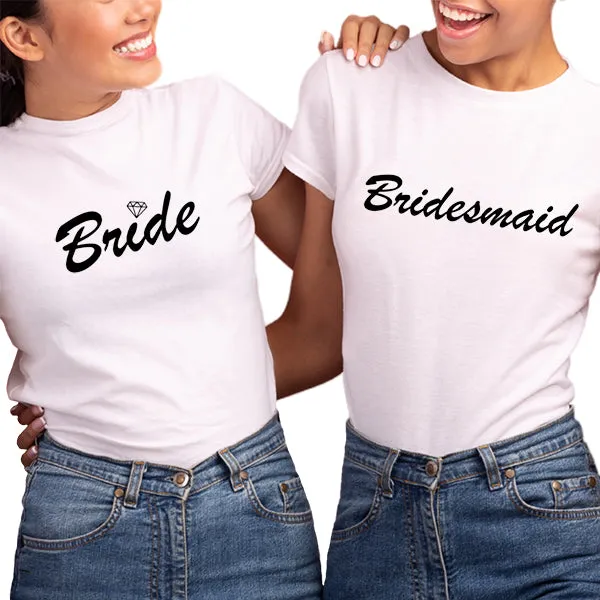 Bride and Bridesmaid Bachelorette Party T-Shirts, Crewneck