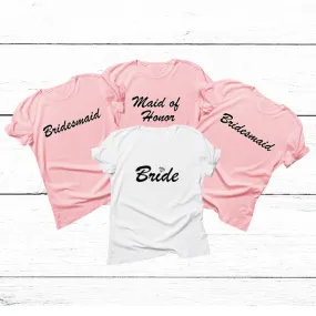 Bride and Bridesmaid Bachelorette Party T-Shirts, Crewneck