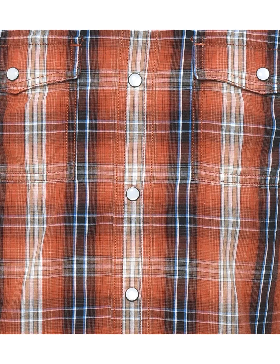 Brown Checked Shirt - S