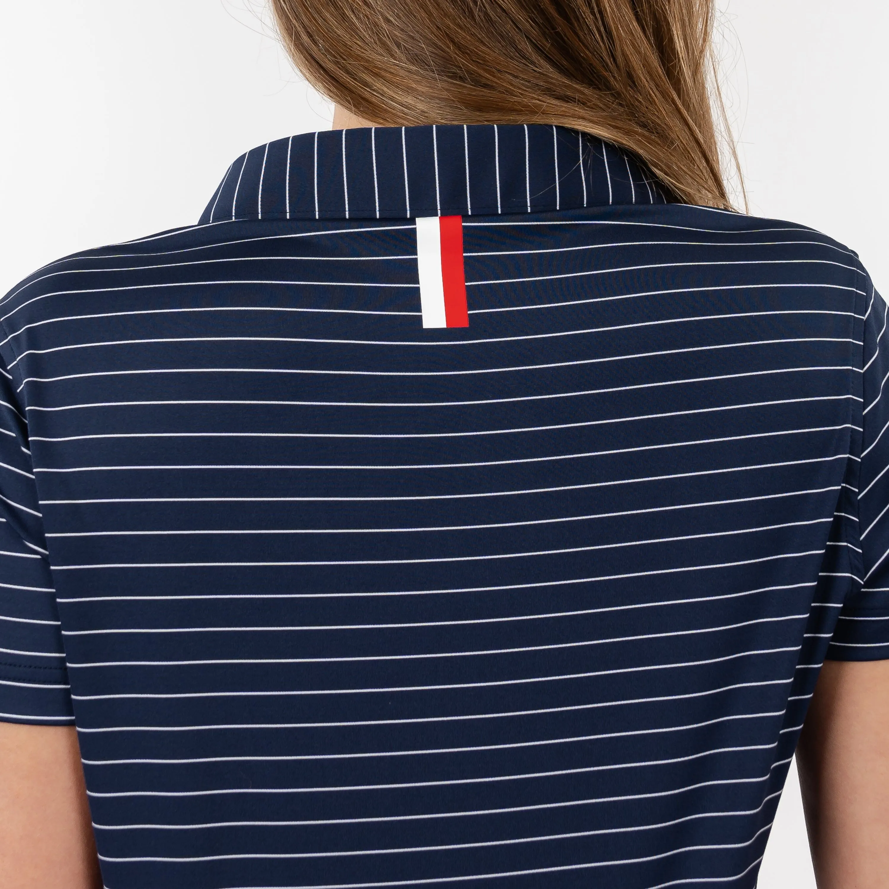 Captain Stripe Performance Polo | The Captain Stripe - Fleet Navy/White