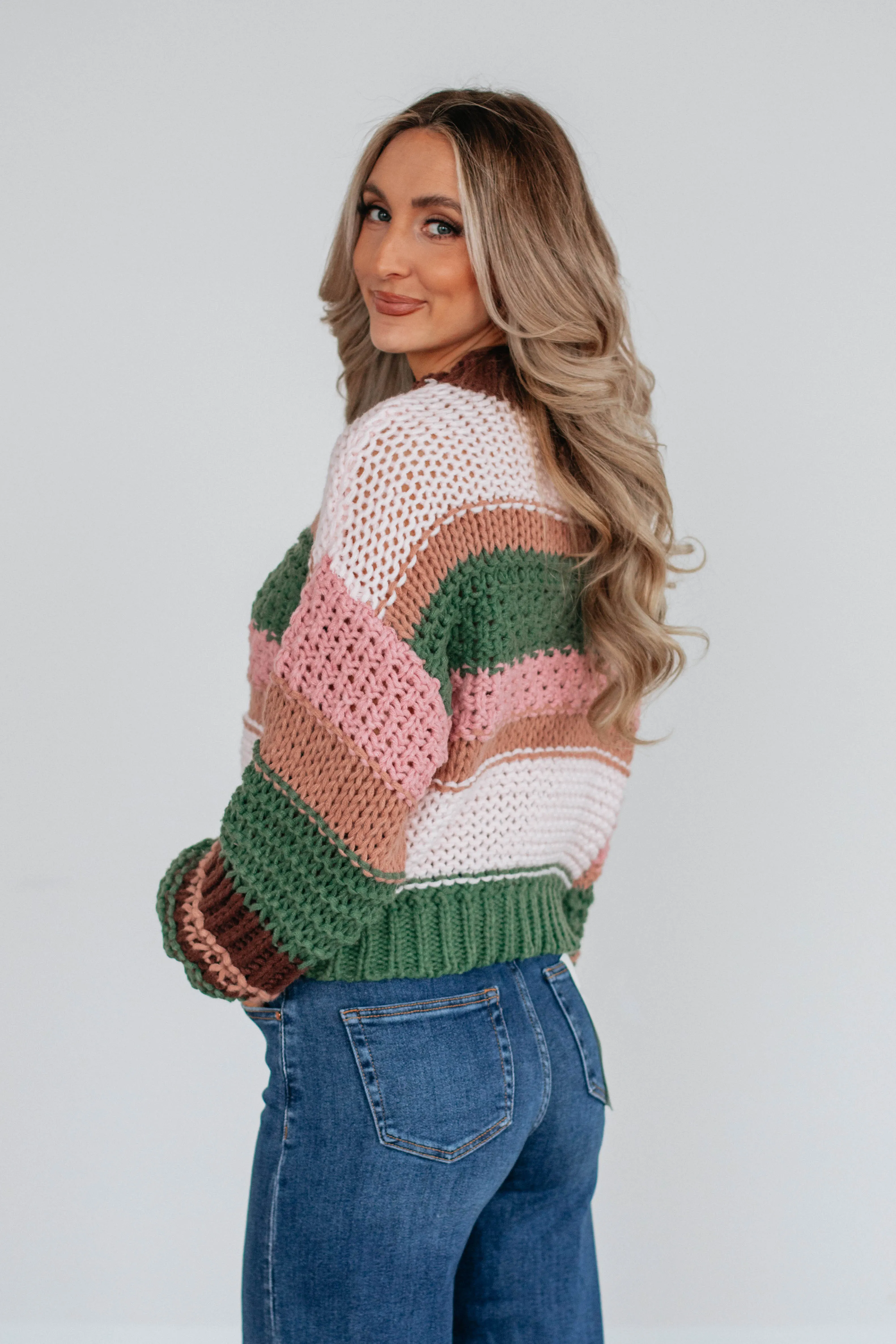 Celia Colorblock Sweater - Basil Mix