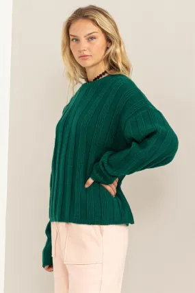 Chunky Ribbed Sweater in Pine Green