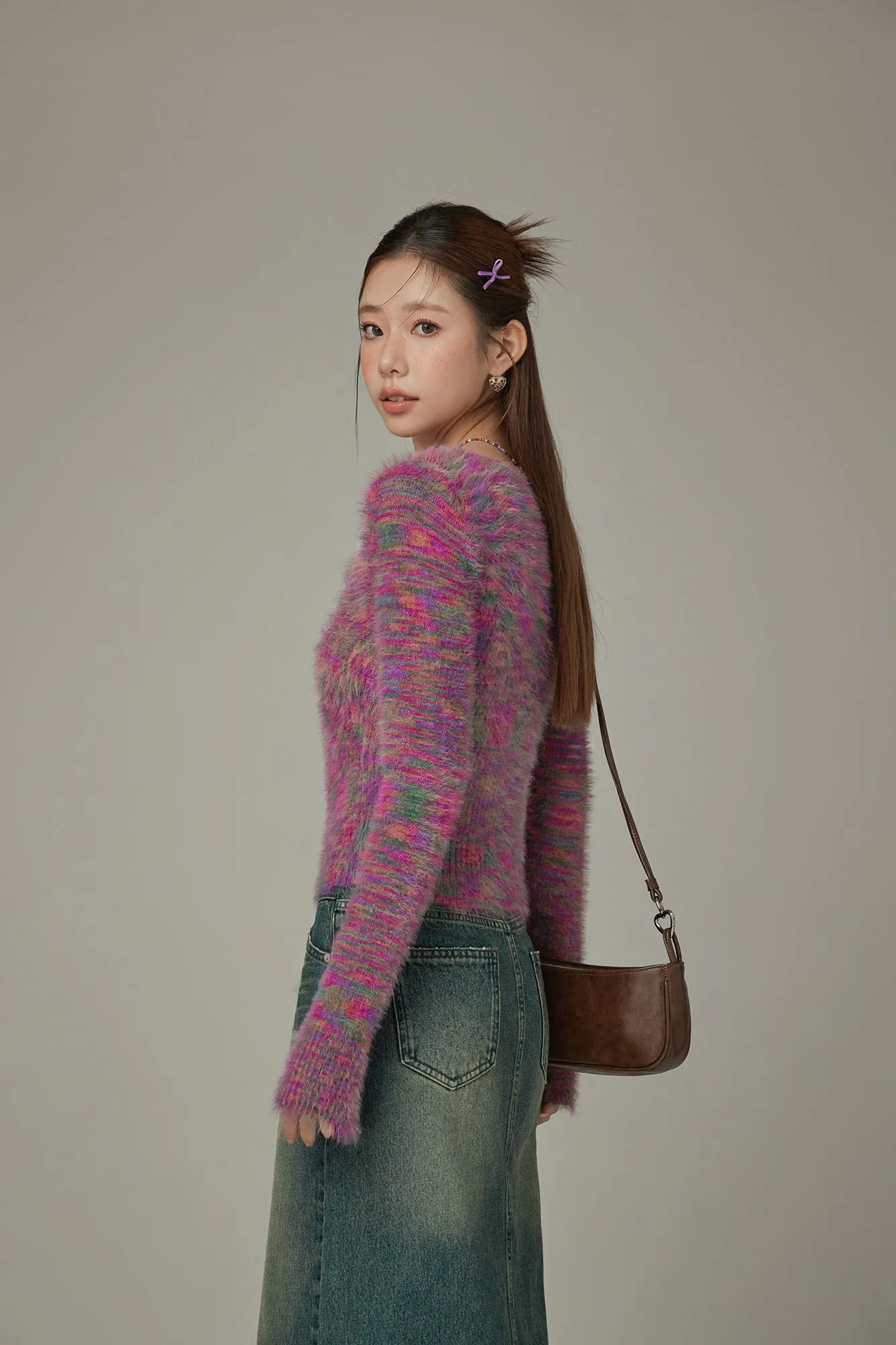 Color Fuzzy Knit Sweater