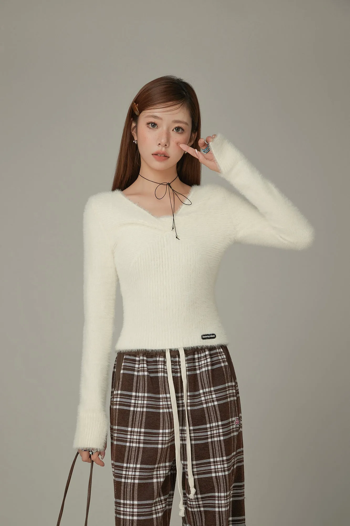 Color Fuzzy Knit Sweater