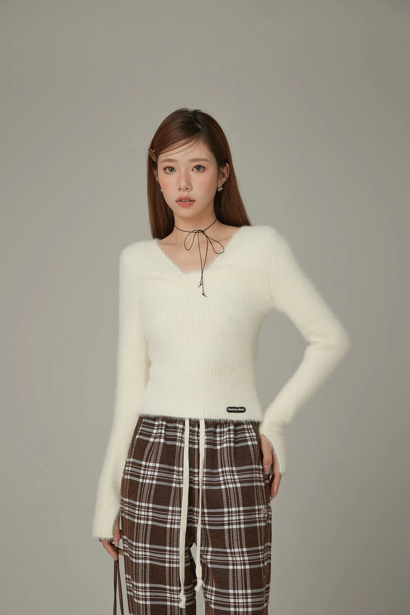 Color Fuzzy Knit Sweater