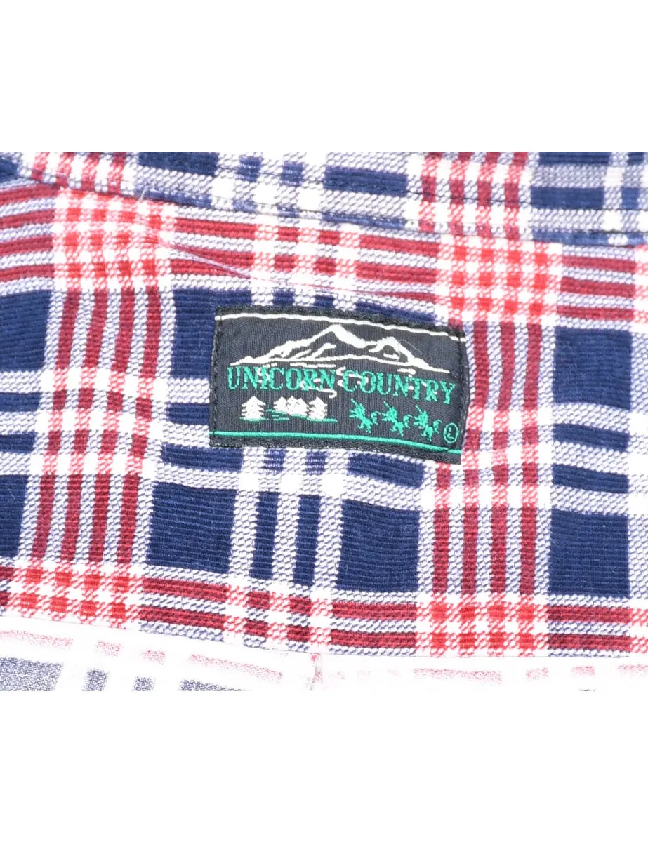 Corduroy Red & Navy Checked Shirt - XL