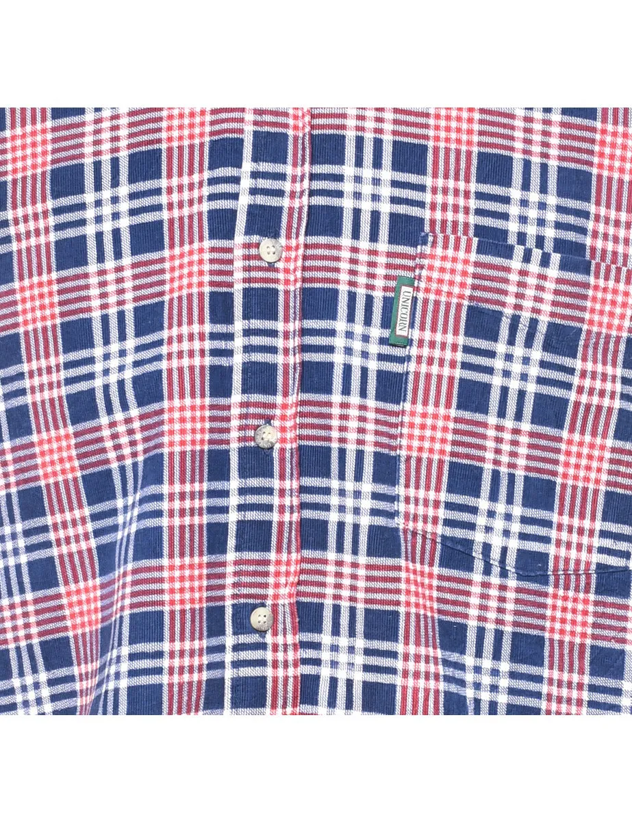 Corduroy Red & Navy Checked Shirt - XL