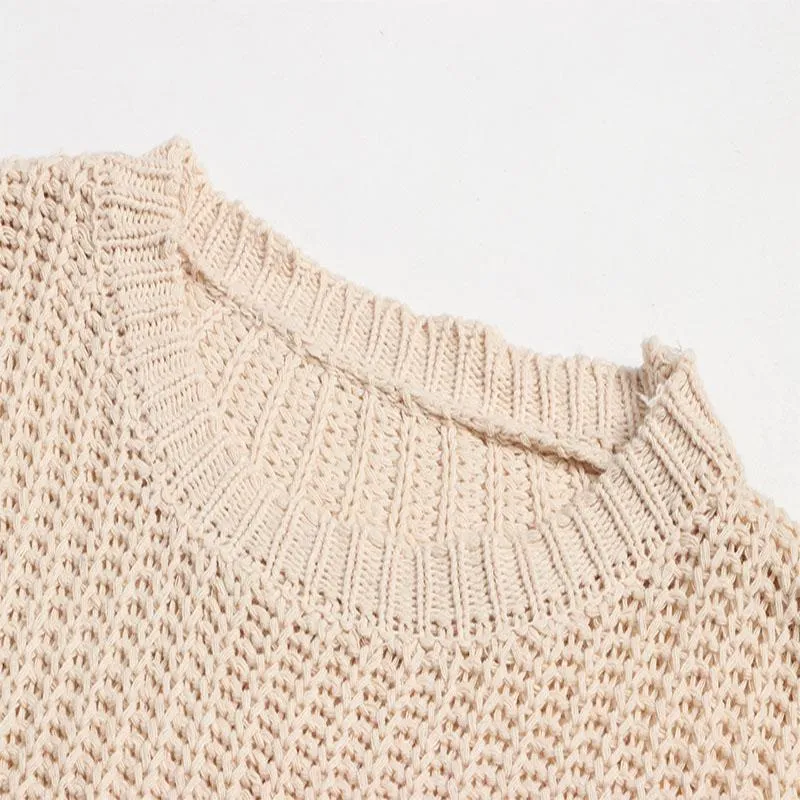 Crewneck Loft Crochet Knit Sweater