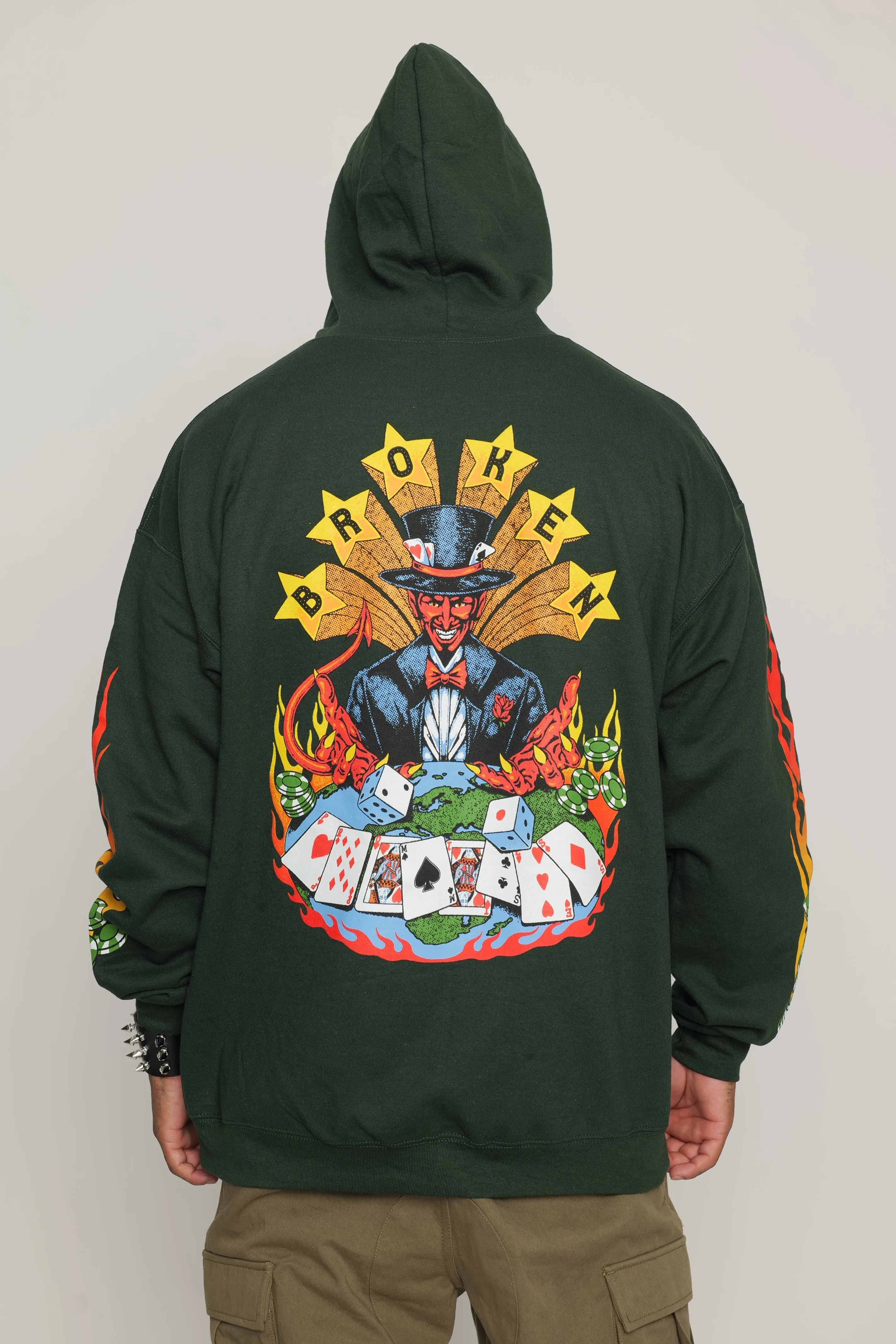 Devil Dealer Zip Up Hoodie Green