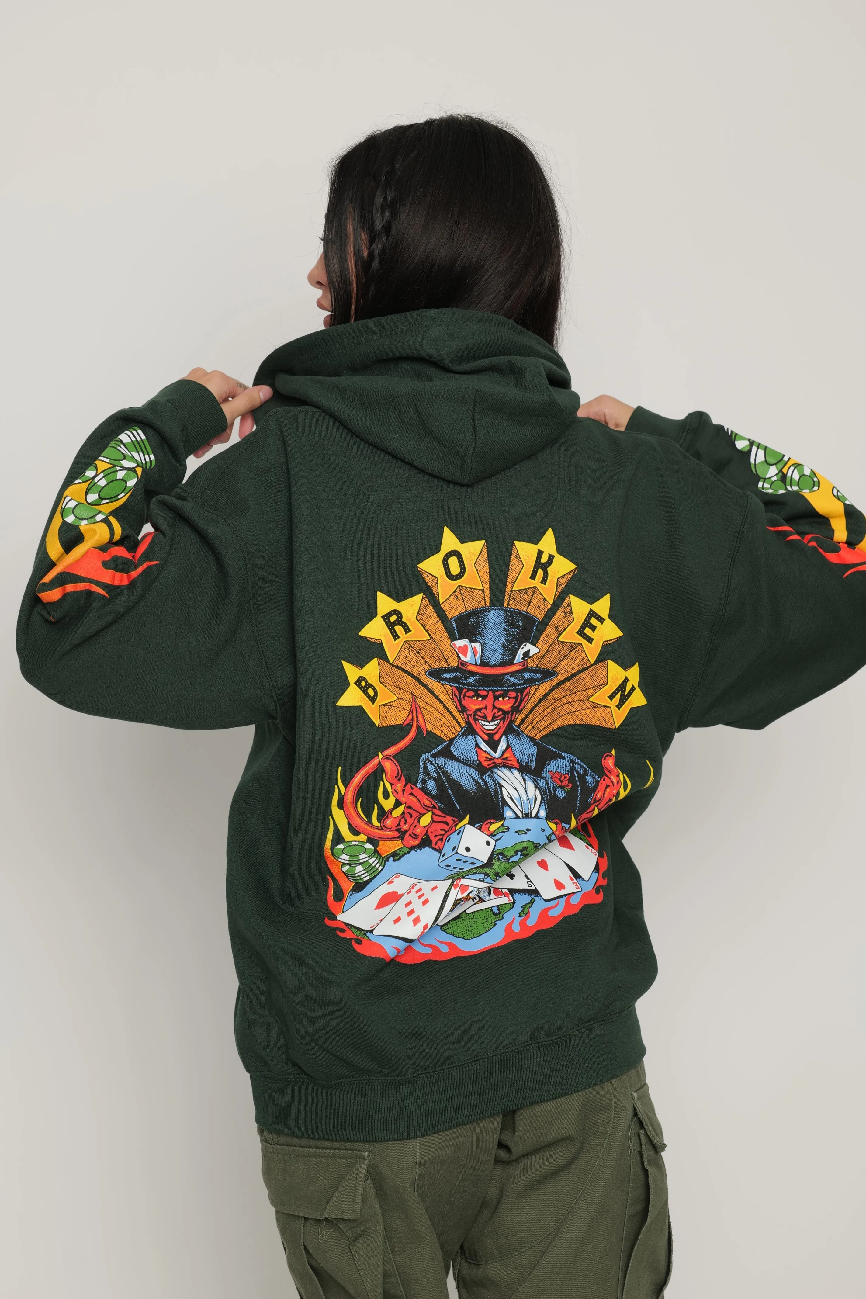 Devil Dealer Zip Up Hoodie Green