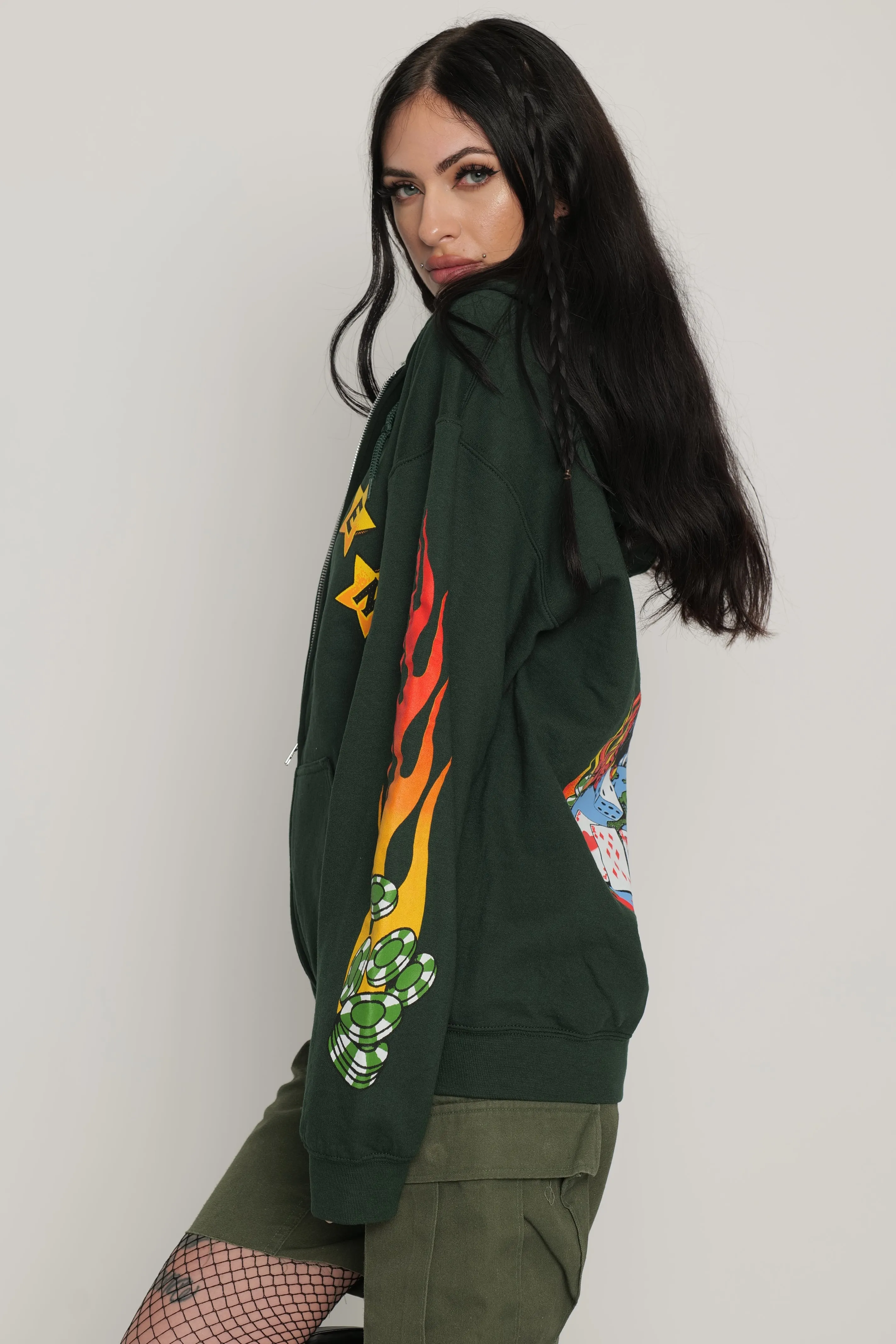 Devil Dealer Zip Up Hoodie Green