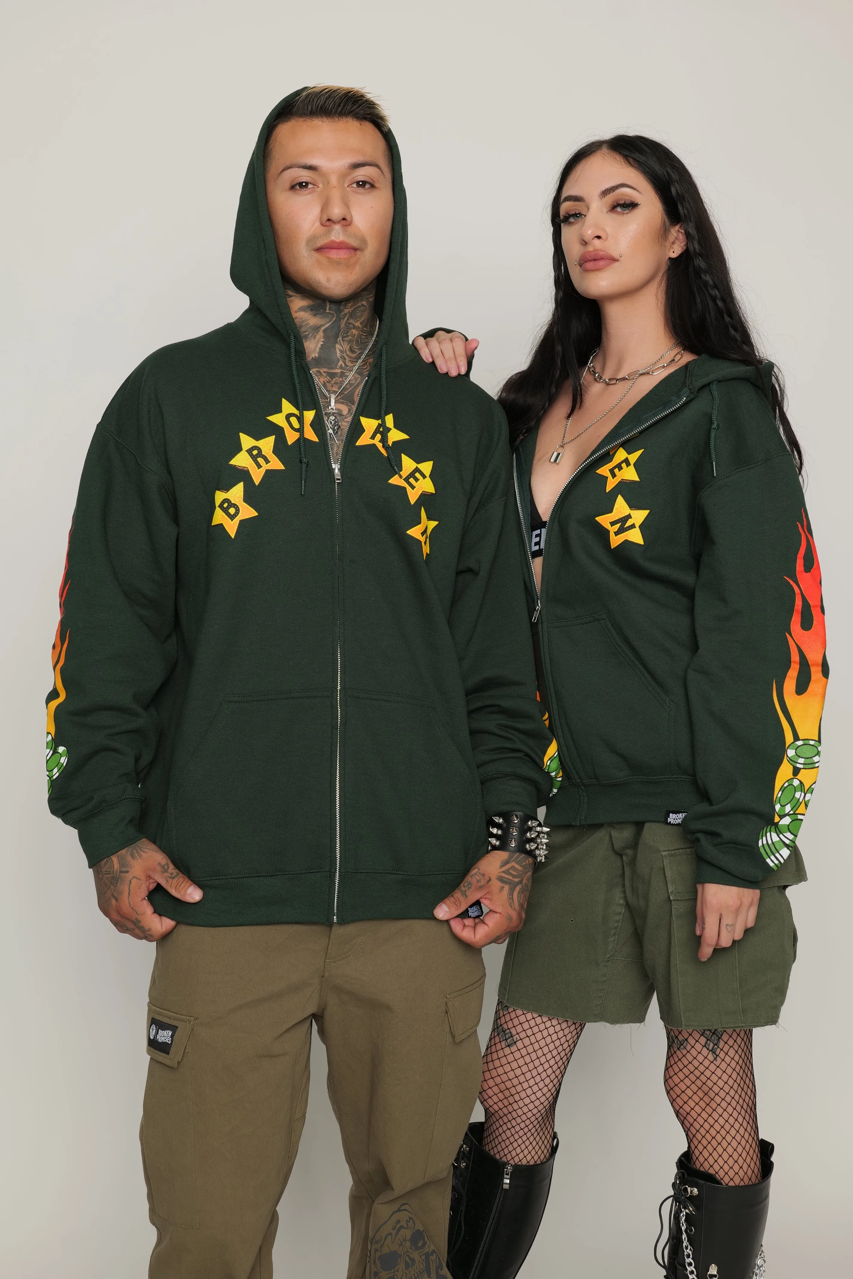 Devil Dealer Zip Up Hoodie Green