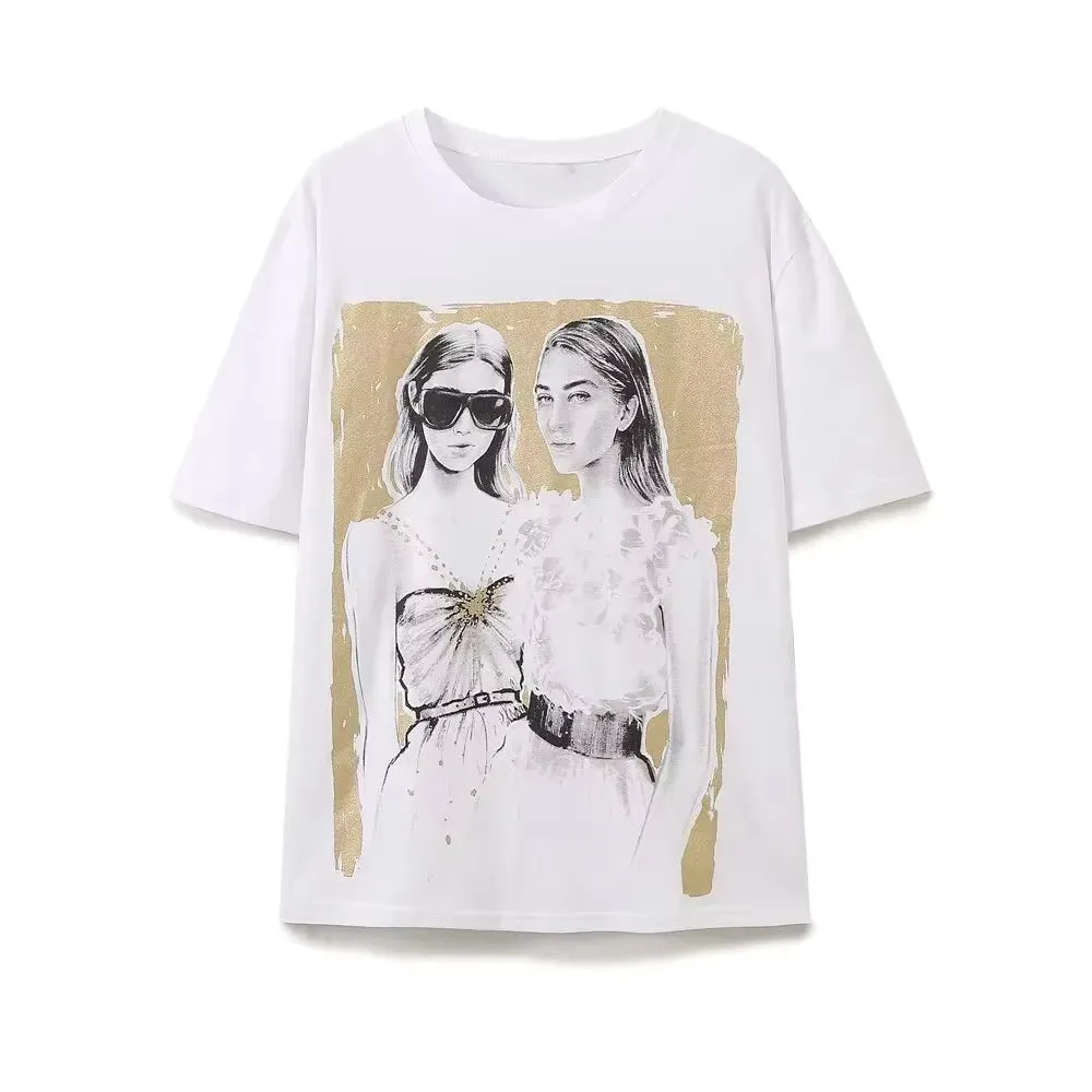 Fashion Girl Sketch Graphic T-Shirt