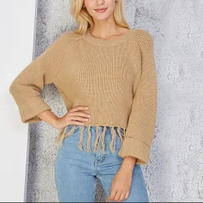 Fashion Tassel Round Neck Long Sleeve Sweaters