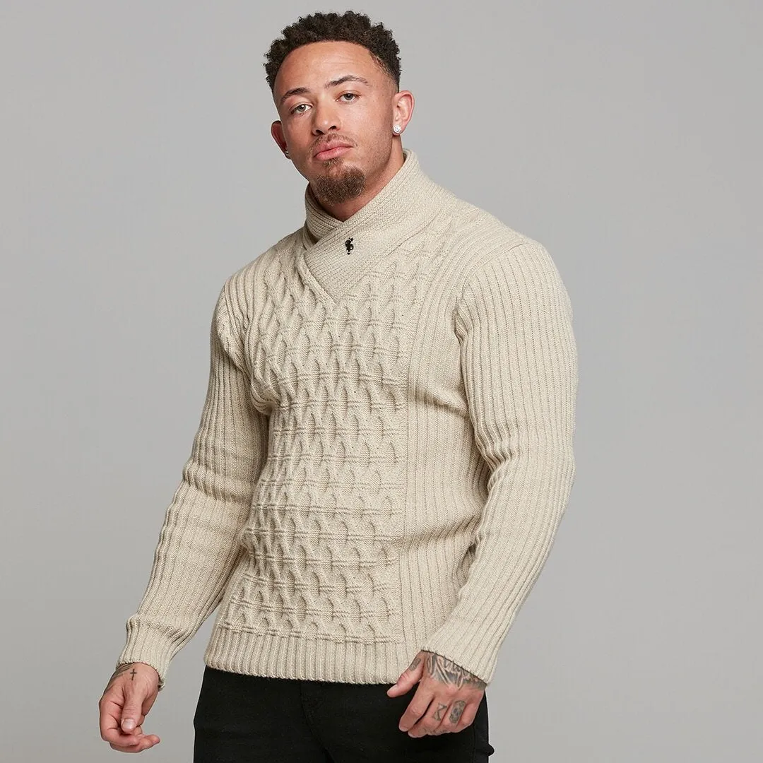 Father Sons Chunky Cable Knit Sand Jumper - FSJ010