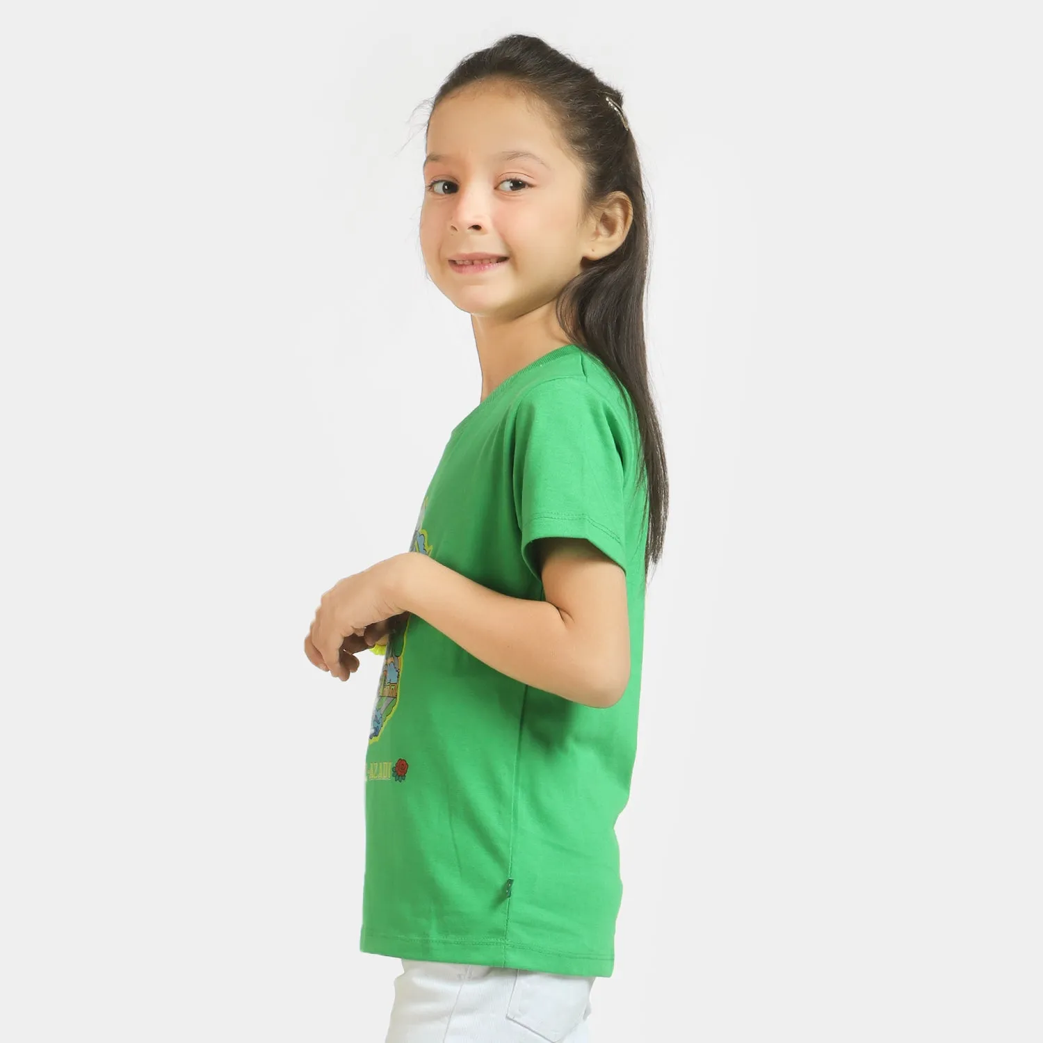 Girls T-Shirt Jashn-E-Azadi Pakistan CLASSIC GREEN