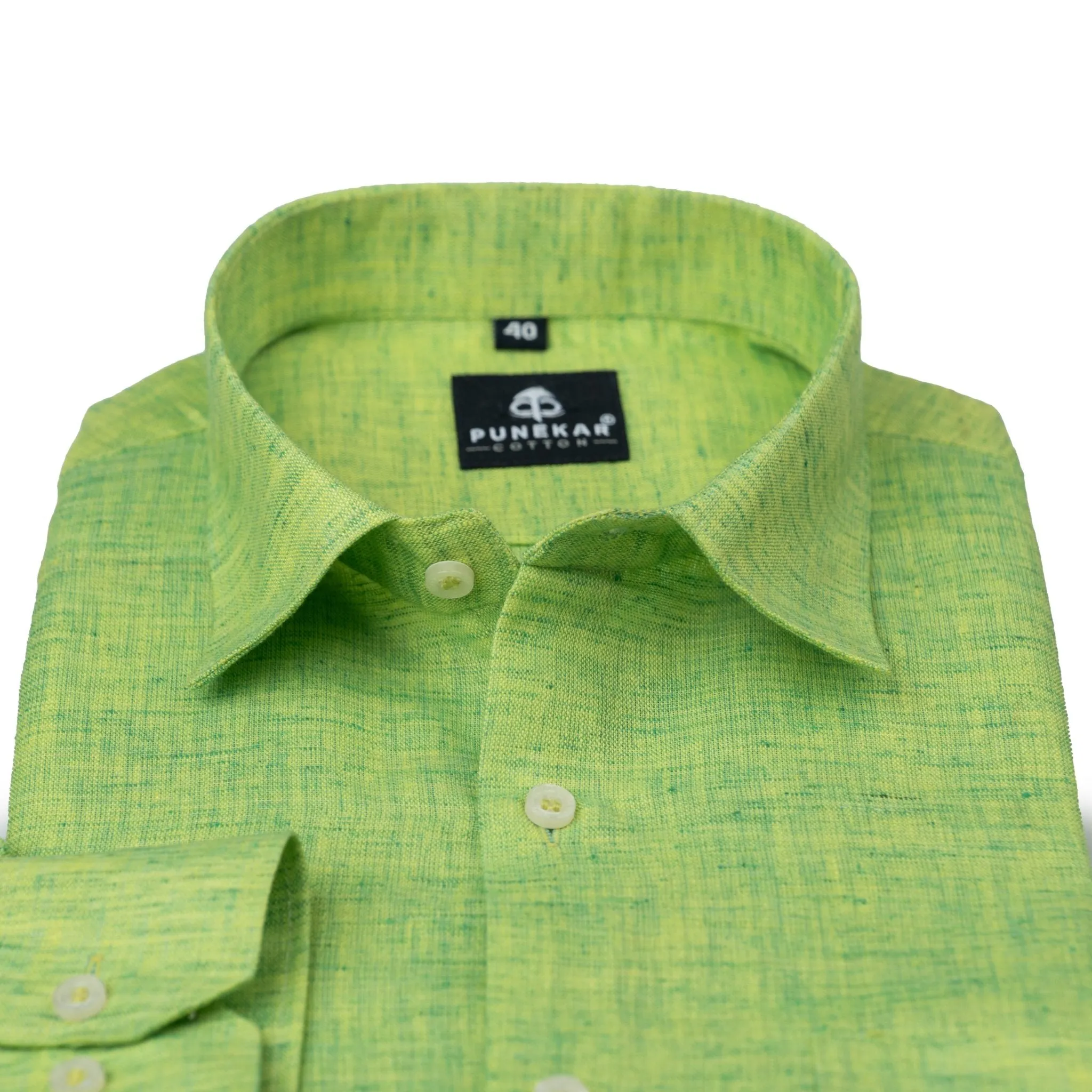 Green Color Poly Cotton Shirt For Men