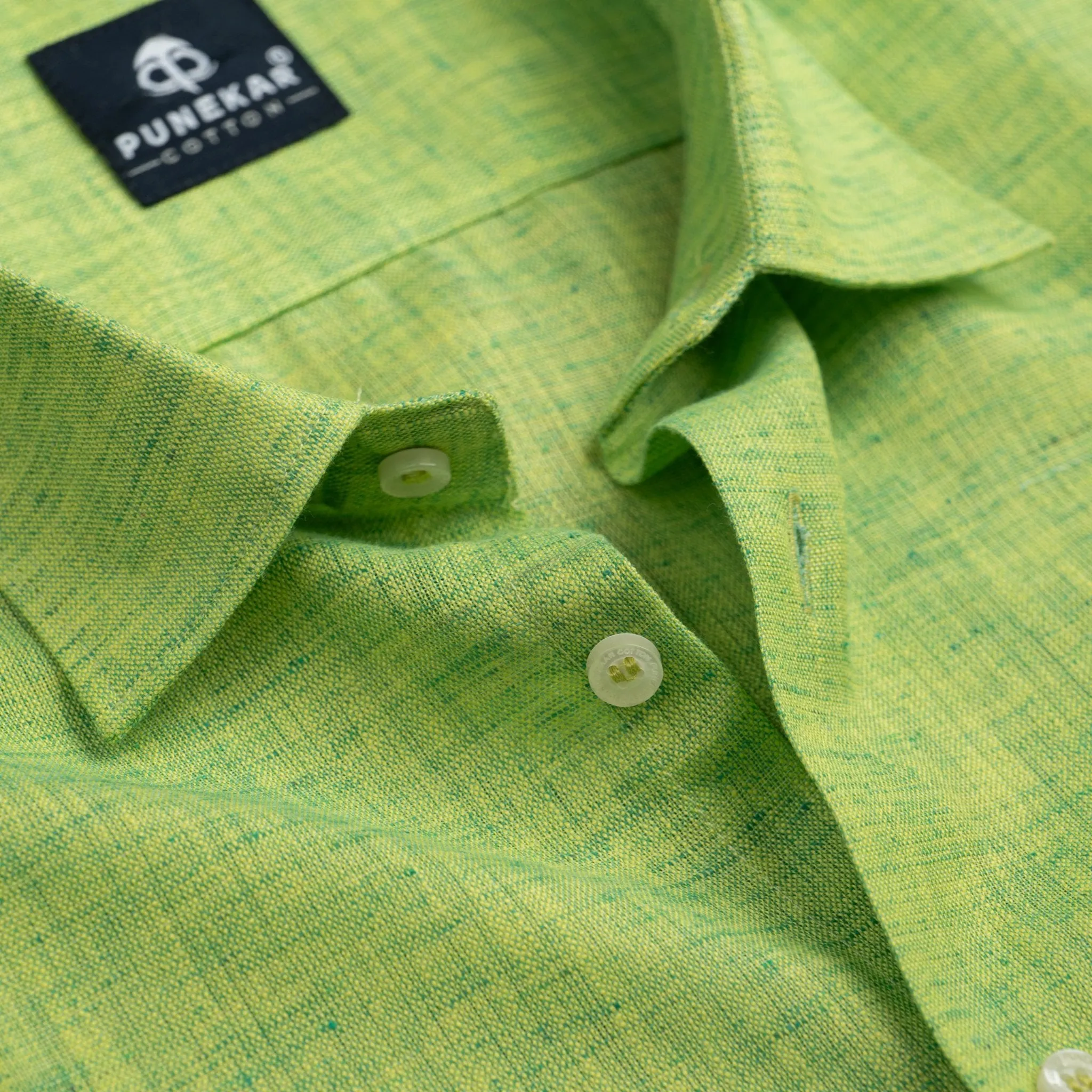 Green Color Poly Cotton Shirt For Men