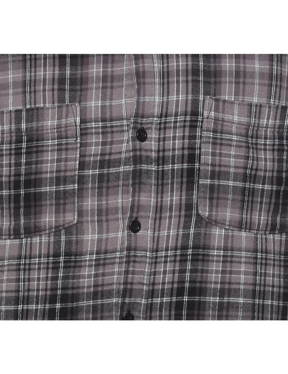 Grey 1990s Flannel Checked Shirt - L