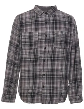 Grey 1990s Flannel Checked Shirt - L