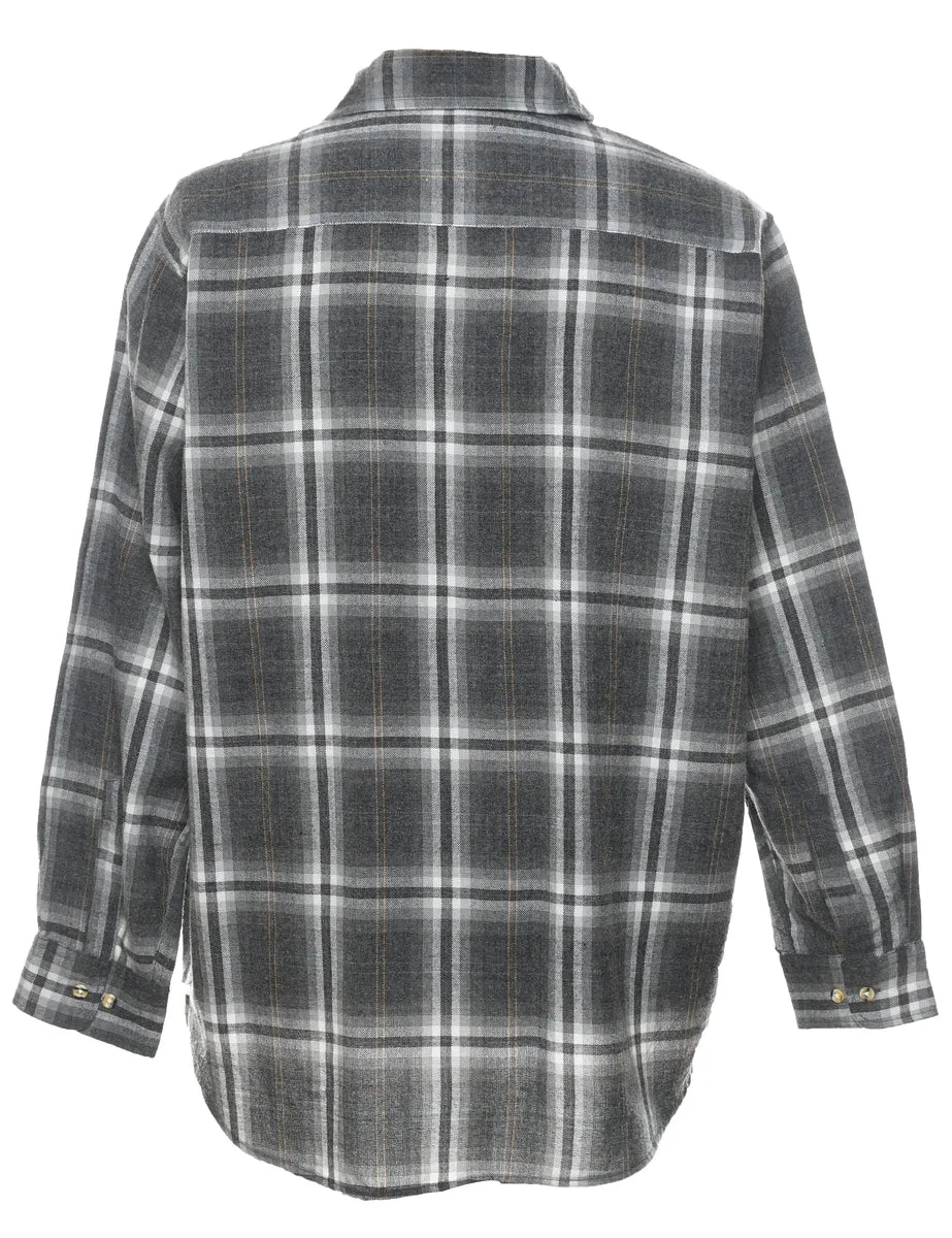 Grey & White Checked Plaid Shirt - XL