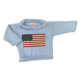 Light Blue American Flag Roll Neck Sweater