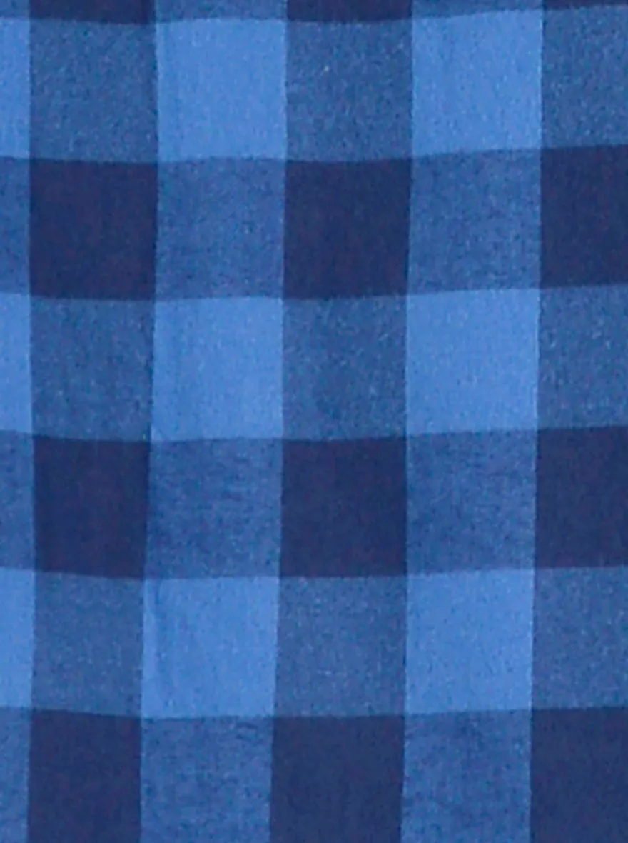 Light Blue & Dark Blue Checked Slim Fit Casual Shirt | Greenfibre