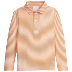 Long Sleeve Striped Polo - Orange