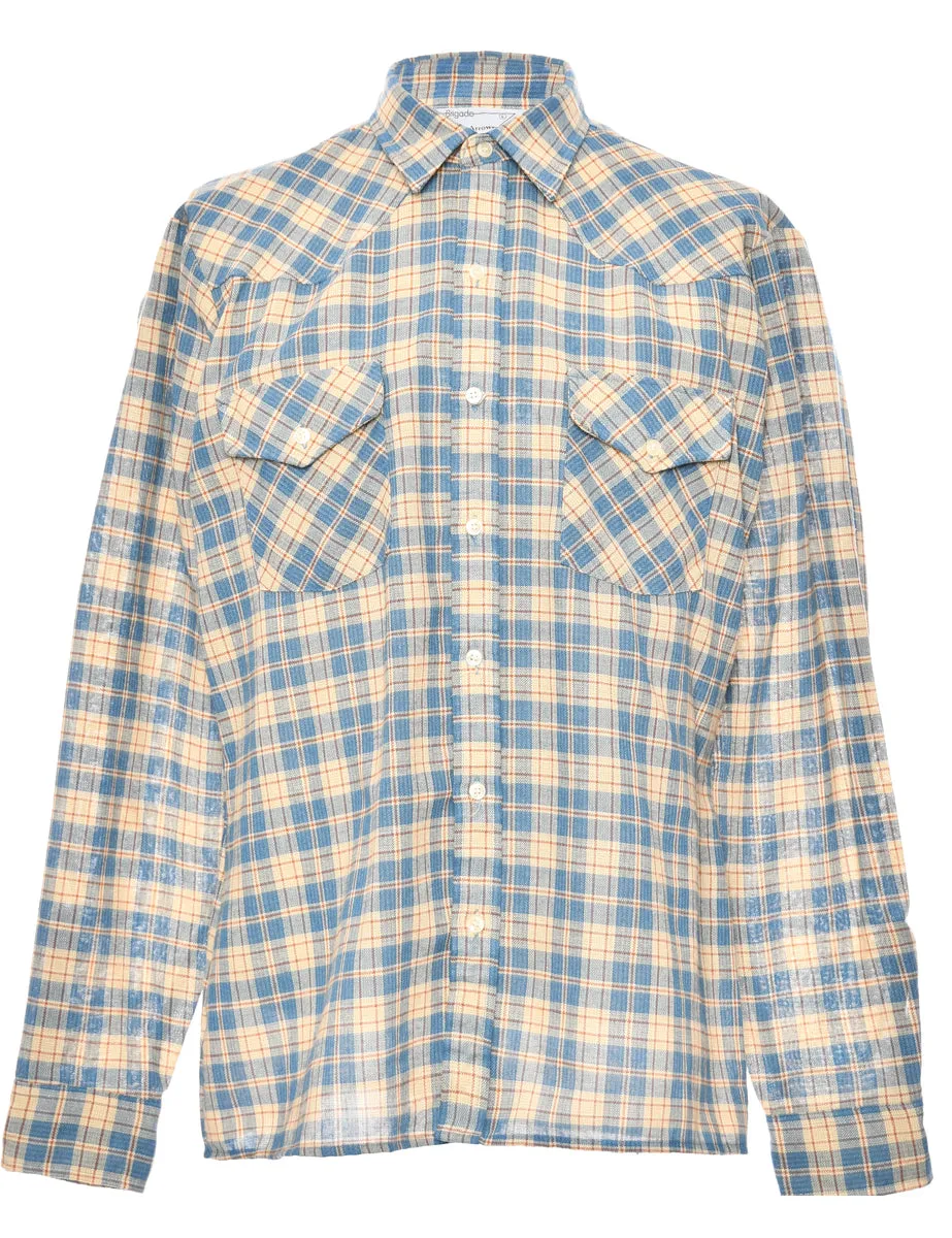 Long Sleeved Checked Shirt - L